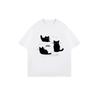 Oversized T Shirt Black Cat Print With Stars And Text For Casual Wear