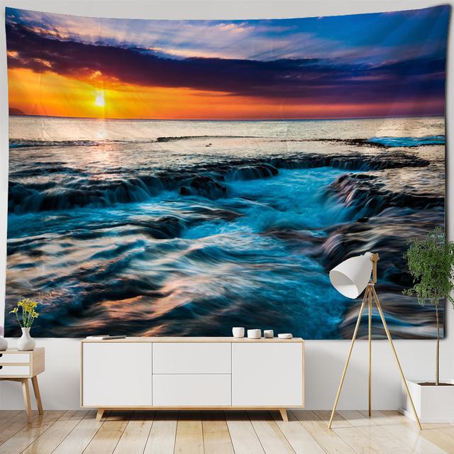 Beautiful Wave Landscape Printed Large Wall Tapestry Wall Hanging Wall Tapestries Wall Art Nature Scenery Bedroom Living Room