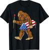 Bigfoot Fireworks 4th of July Men Sasquatch American Flag US T-Shirt