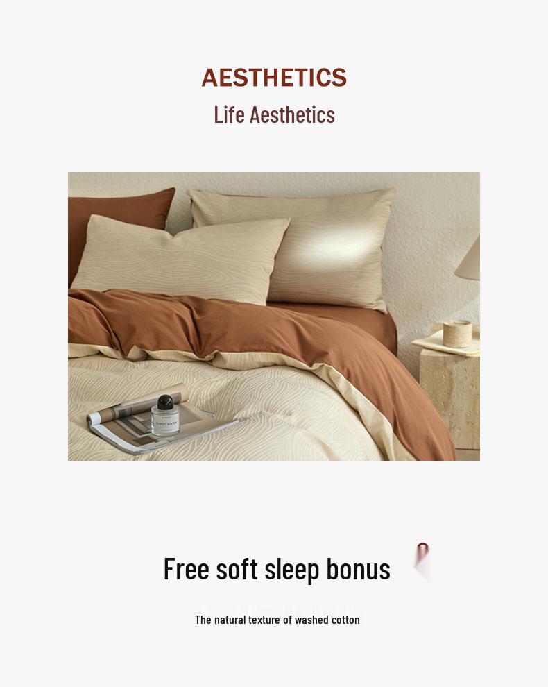 Elegant 3D Jacquard Cotton 4-Piece Bedding Set for Dorms
