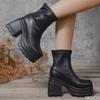 Cizme noi de damă la modă cu toc înalt cu platformă impermeabilă cu vârf pătrat, cu talpă groasă, simple, confortabile, versatile