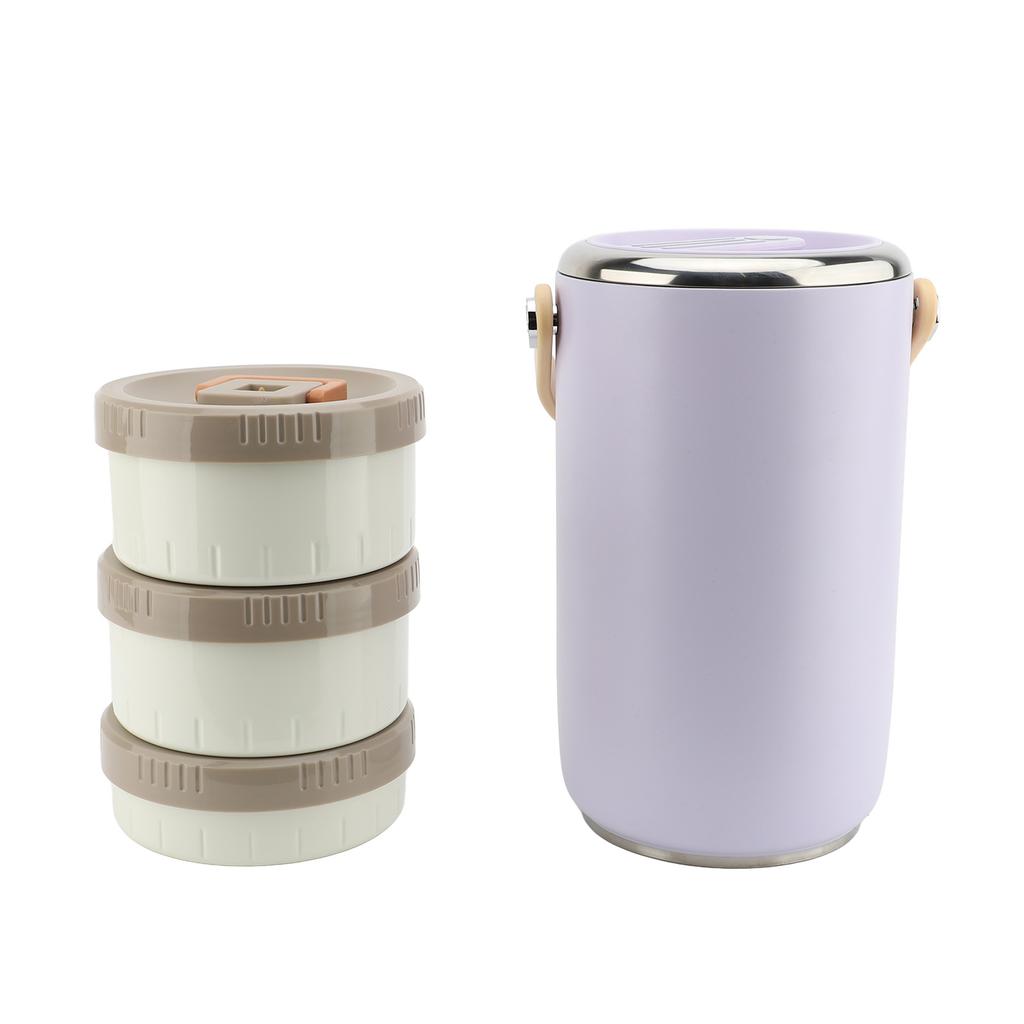 Boîte à lunch isotherme sous vide en acier inoxydable 2,6 L avec poignée 3 niveaux empilables