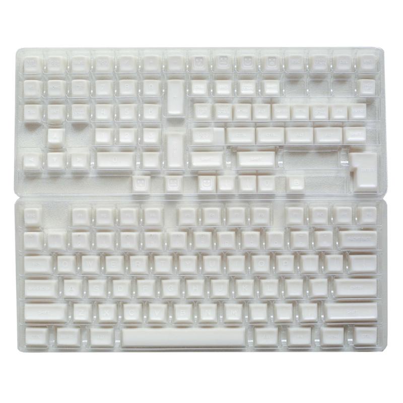 

Mechanical Keyboards Keycaps White Jade Like Double Shot PBT Material for 142Keys Keycap Set 1