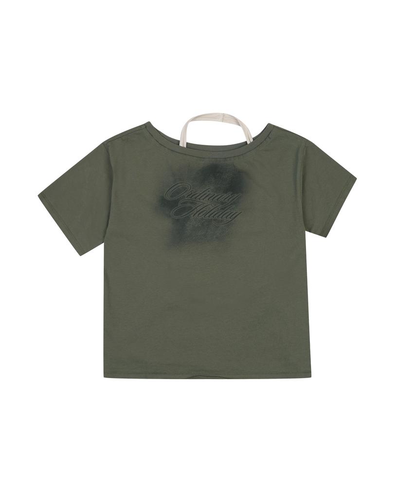 ORDINARY HOLIDAY Off Shoulder T-Shirt Set [Khaki]
