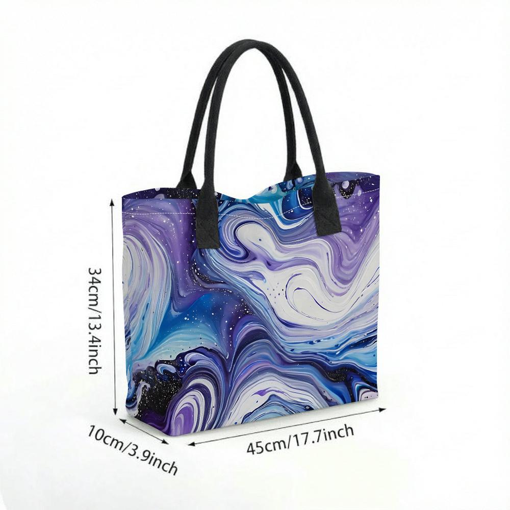  Marble Pattern Tote Bag Stylish Large Capacity Casual Shoulder Bag for Daily Use