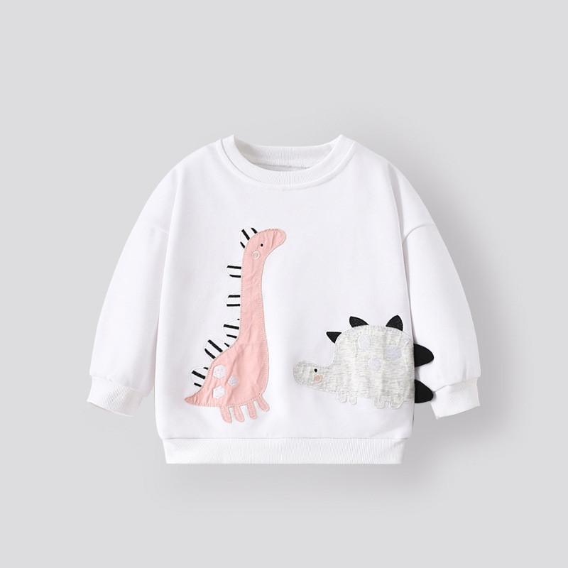 Girls Long Sleeve Sweatshirt Dinosaur Pattern Pullover Crew Neck Casual Top for Toddlers and Kids Soft Comfortable Fabric