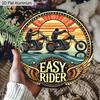2D Flat Aluminum Retro Easy Rider Motorcycle Metal Sign - Vintage Biker Wall Decor for Man Cave Garage Bar, Round Hanging Ornament - Unique Motorbike