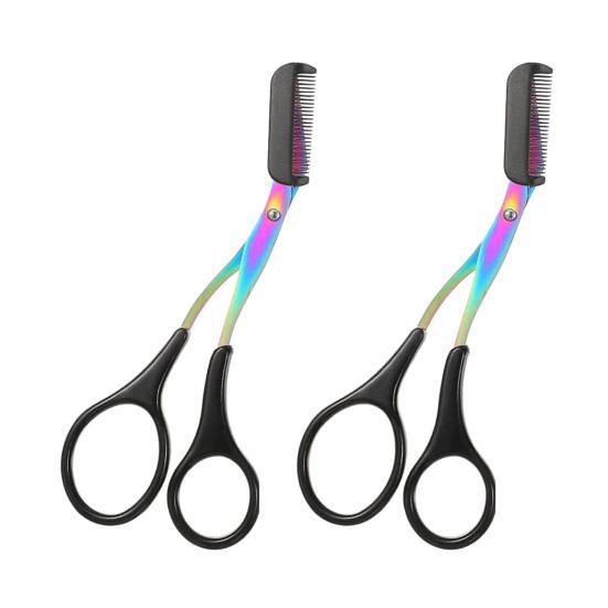 1/2/3Pcs Eyebrow Trimming Scissors with Comb Stainless Steel Non-Slip Precision Eyebrow Trimmer Men Women Brow Hair Removal Grooming Tool