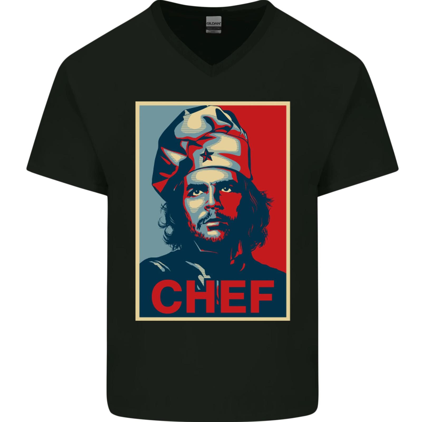 Che Chef Cooking Cook BBQ Funny Mens V-Neck Cotton T-Shirt S