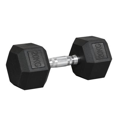 20KG Single Rubber Hex Dumbbell Portable Hand Weights Dumbbell Home Gym