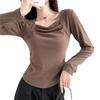 Women S Long Sleeve Square Neck Slim Fit Pure Style Basic Top