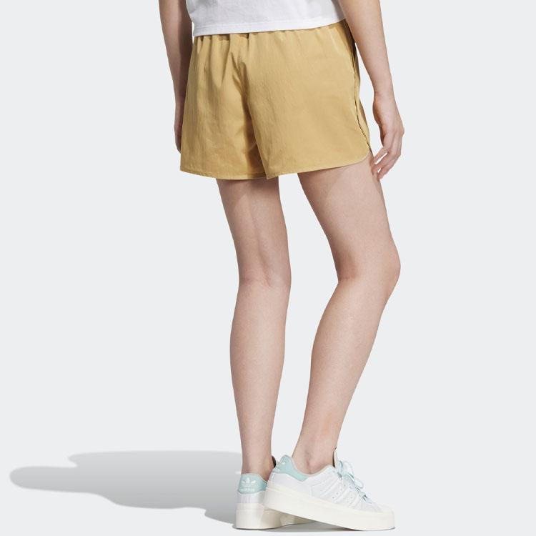 Adidas Originals Trefoil Od Shorts Solid Color Logo Embroidery Elastic Waist Loose Fit Regular Shorts Women Shorts Light-Gold White IK8603