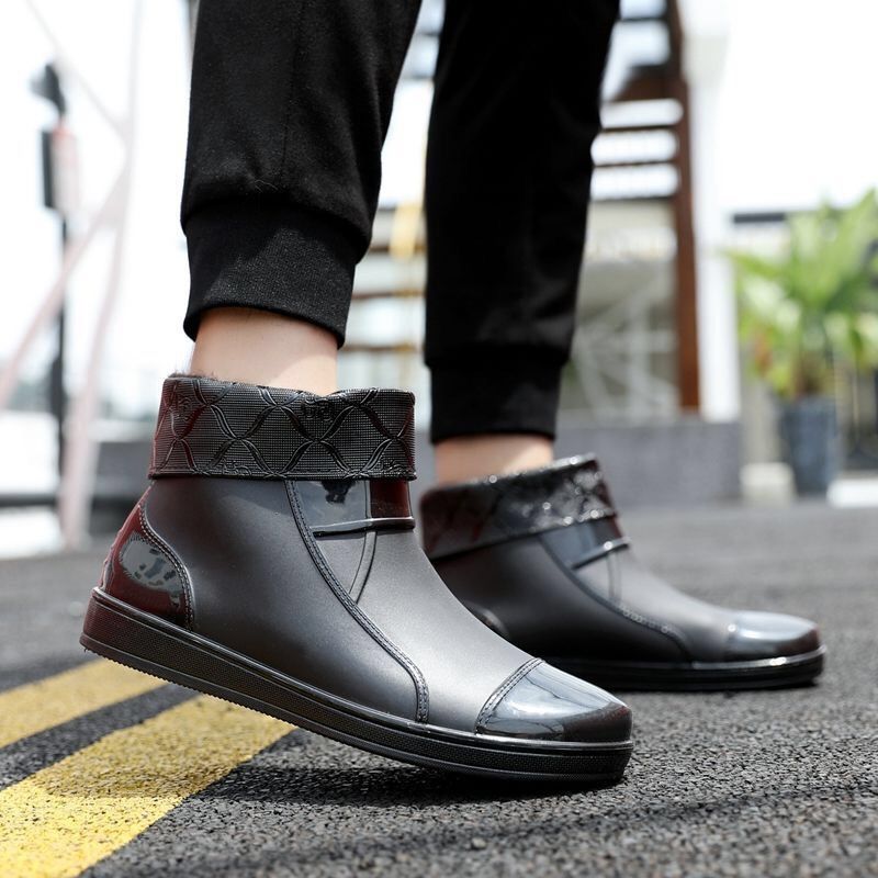 Rain Boots Men's Rubber Boots Man Water-proof Anti-skid Colorful Unisex Ankle Boots Lightweight Water Boots High End