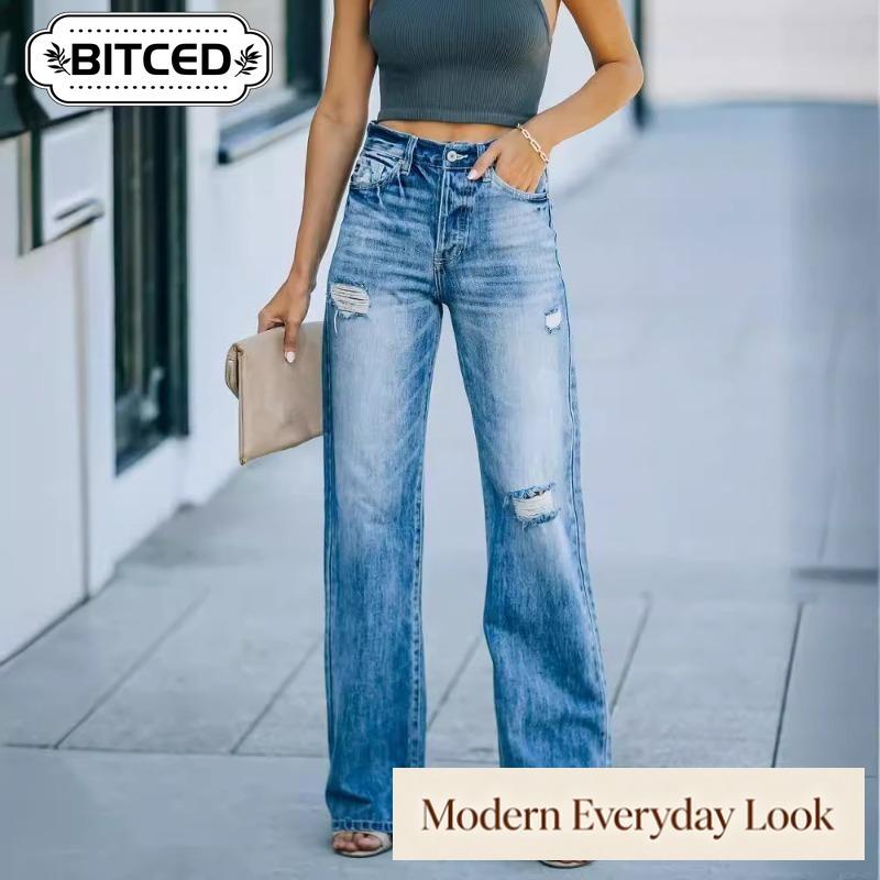 BITCED Women's Fashion Casual Solid Color Print Pants & Capris