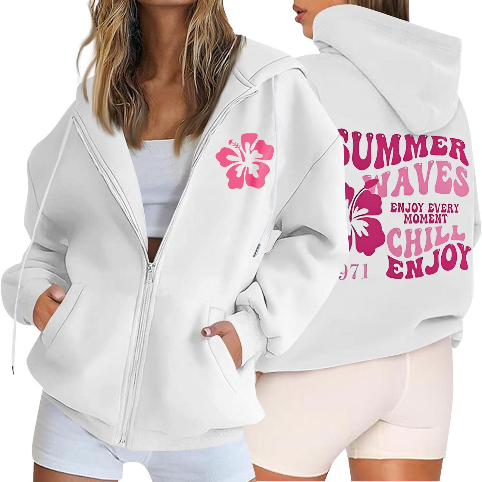 

Женская толстовка с капюшоном на молнии с длинным рукавом, флисовая куртка, толстовка с карманом, куртка XL белый