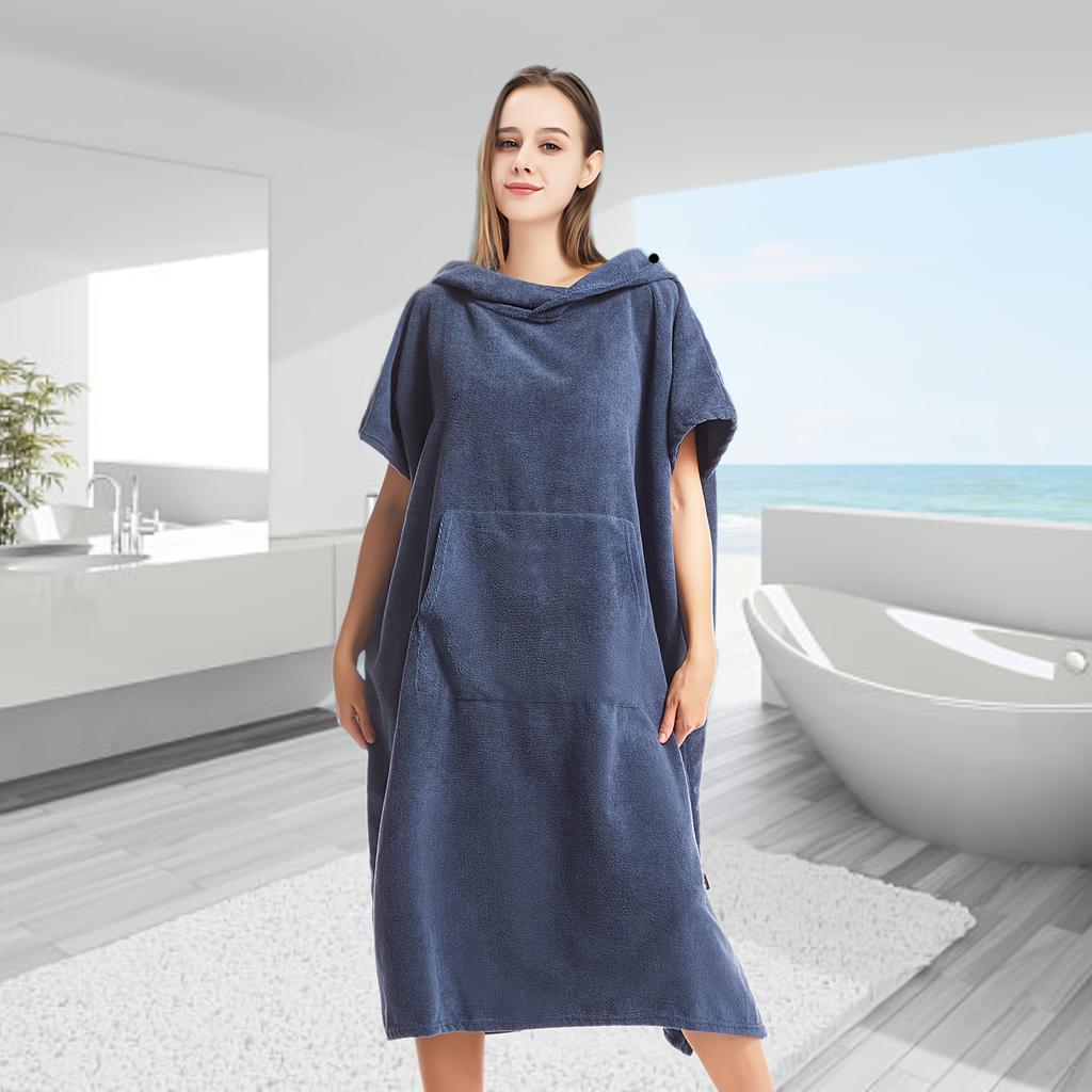 Quick Dry Hooded Towel Robe with Pocket Unisex One Size for Swimming Surfing Outdoor Sports Beach Activities