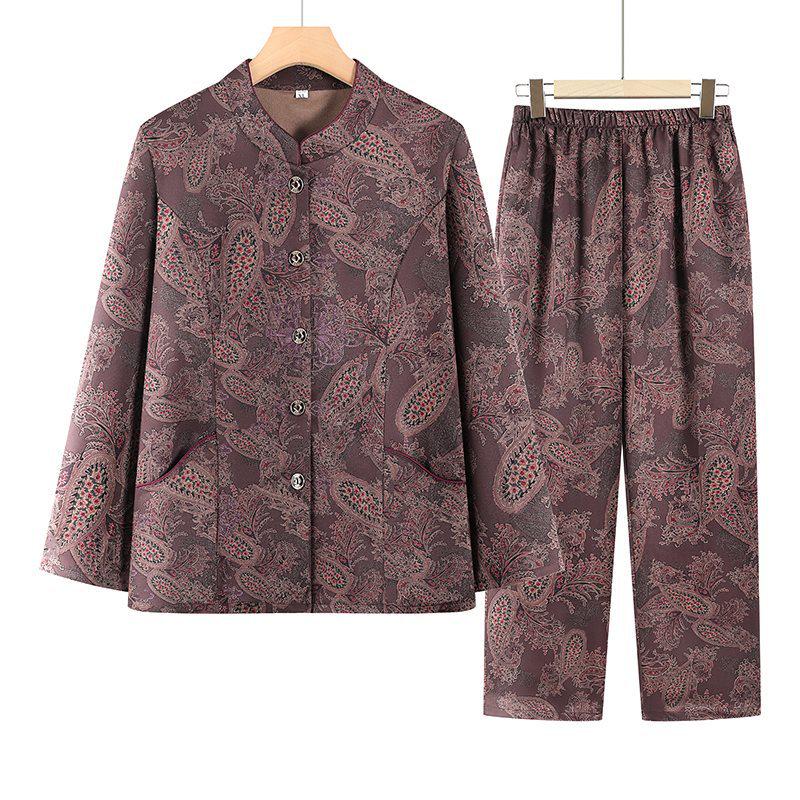 

2026 New Spring/Autumn Two-Piece Suit for Middle-Aged and Elderly Women 5XL [145-160 jin] фиолетовый