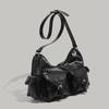 2025 Autumn Winter Trendy Fashion Versatile Large Capacity Motorcycle Bag Niche Retro Single Shoulder Crossbody Bag Multi-Pocket Tote Bag