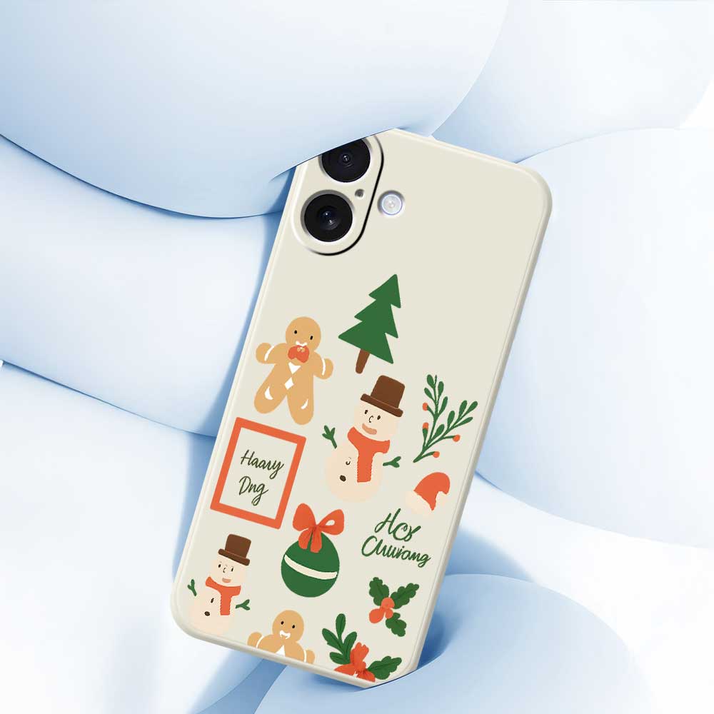 For iPhone 17 Case Christmas Snowman Pattern Printing Straight Edge TPU Phone Back Cover