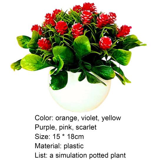 1 Set Artificial Bonsai Non-fading Practical Plastic Simulation Pine Cone Plants for Decorating