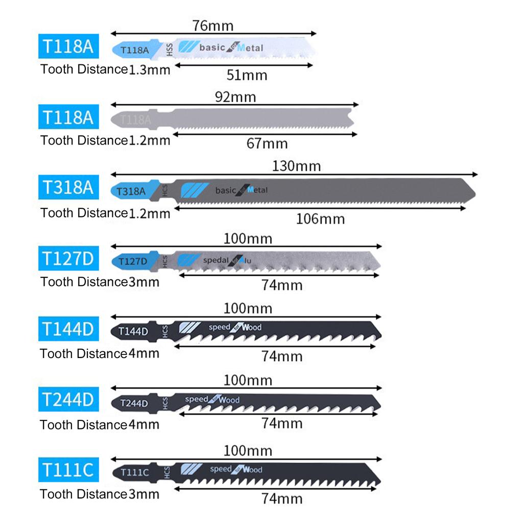 48 Pcs Jig Saw Blade Set Multi Size Saw Blades with EVA Cloth Bag for Wood Metal Aluminum Cutting