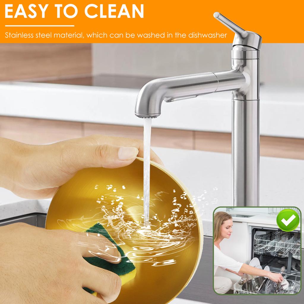 5Pcs Salad Bowl Stainless Steel Noodles Bowl Kitchen Food Container Fruit Snacks Ice Cream Small Rice Bowl 5.9in Dipping Bowl