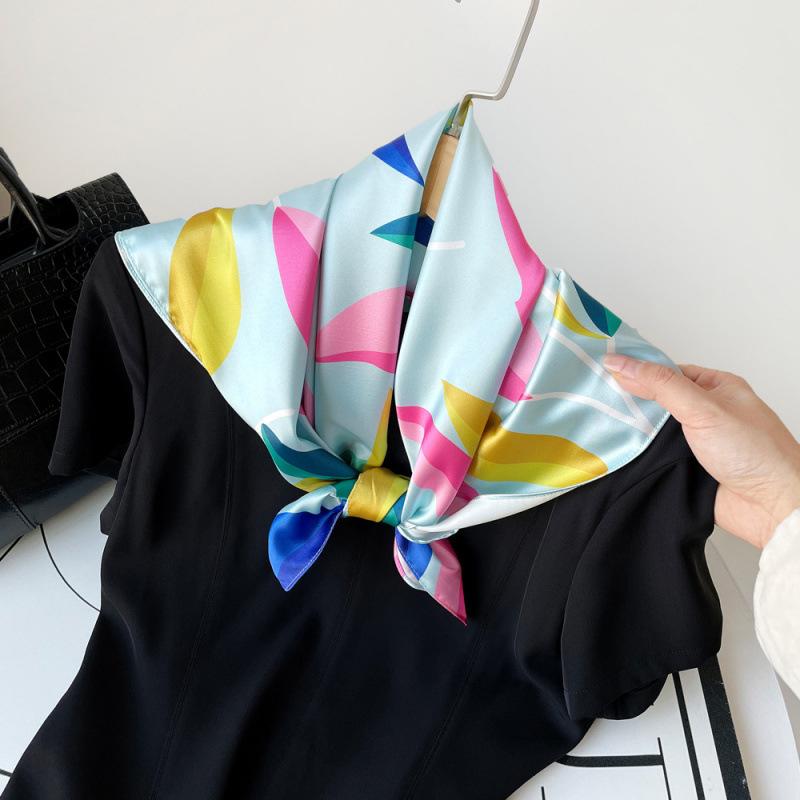 

New Spring and Summer Small Square Scarf Colorful Printed Silk Scarf for Women s Professional Scarf Satin Scarf 70*70cm