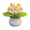 Håndheklet Blomster Håndlaget Liljekonvall Plante Ferdig Heklet Potte Solsikke Kunstig Forglemmegei Blomst for Hjem Skrivebordsdekorasjon