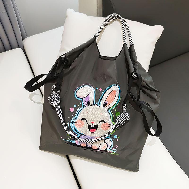 Individuelle große Canvas-Tragetasche mit exquisiter Stickerei - Vielseitige Damen-Nylon-Einkaufstasche