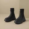 Knitted Spliced Single Boots Women's Fashion Round Toe Sleeve Platform Anti-Slip Wear-Resistant Short Shoe