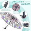 Romantic Vintage Stained Glass Automatic Rainbow Clear Umbrella for Women Rainy Day Fashion Accessory