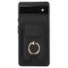 For Google Pixel 6a Phone Case PU Leather+TPU Card Holder Cover with Ring Holder