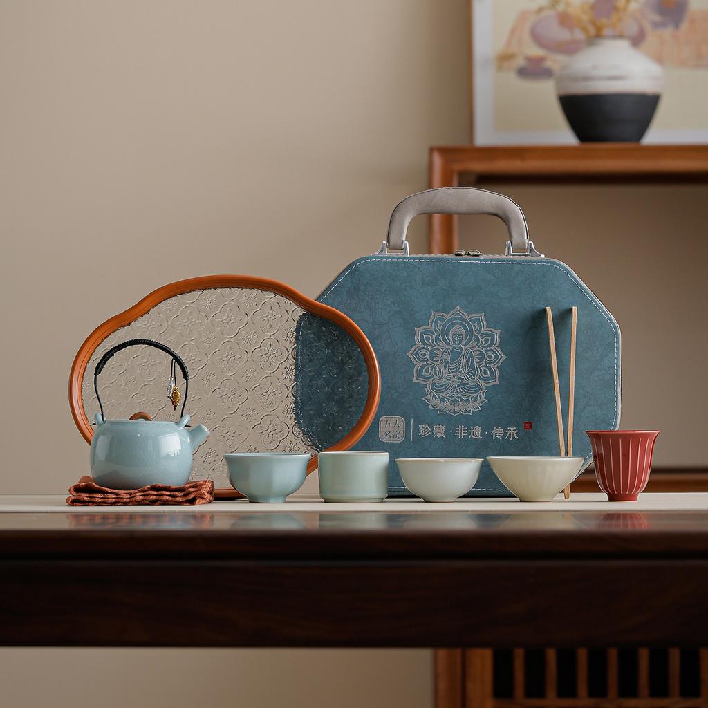 Five famous kilns, travel tea sets, company event souvenirs, Mid-Autumn Festival business cultural and creative gifts available