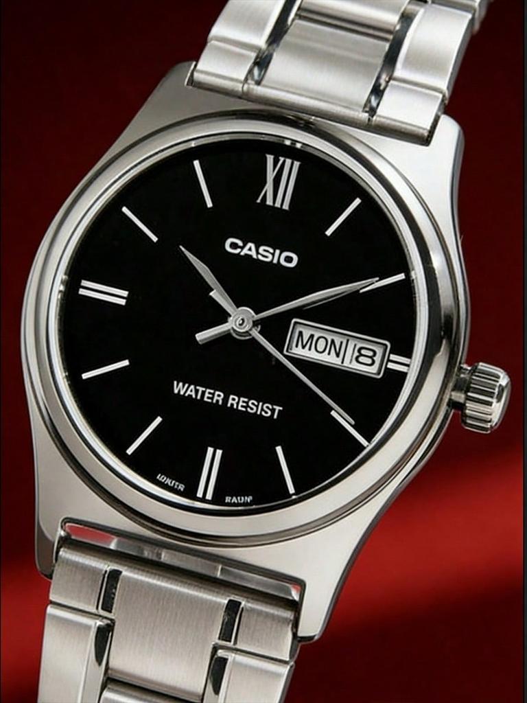 Casio Men's Quartz Watch, Featuring Round Dial Stainless Steel Strap, In Business Style Daily Wear. Models: -1B / Excellent Christmas. LTP-V006D
