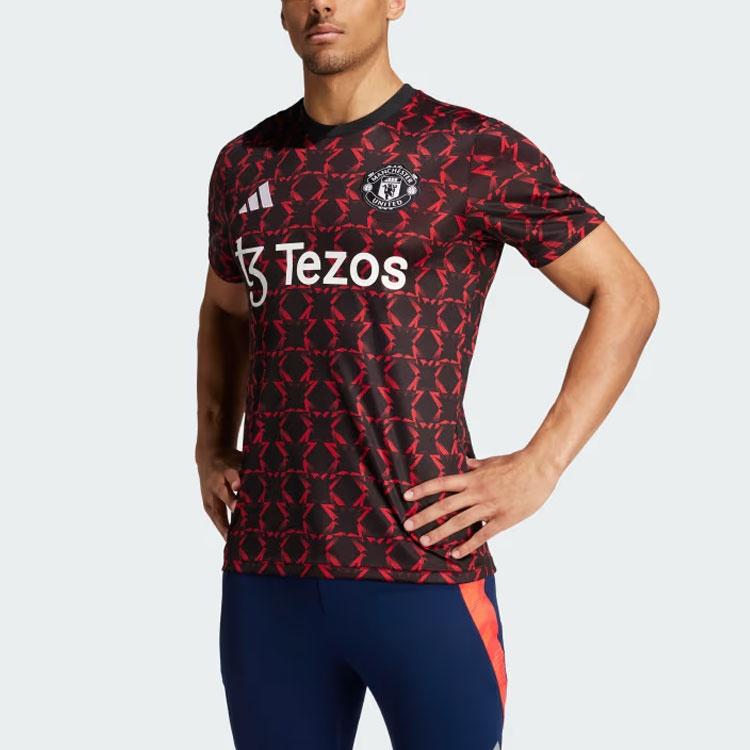 adidas Manchester United Pre-Match Soccer Jersey Asia Sizing 'Black Red' Men's IT1996