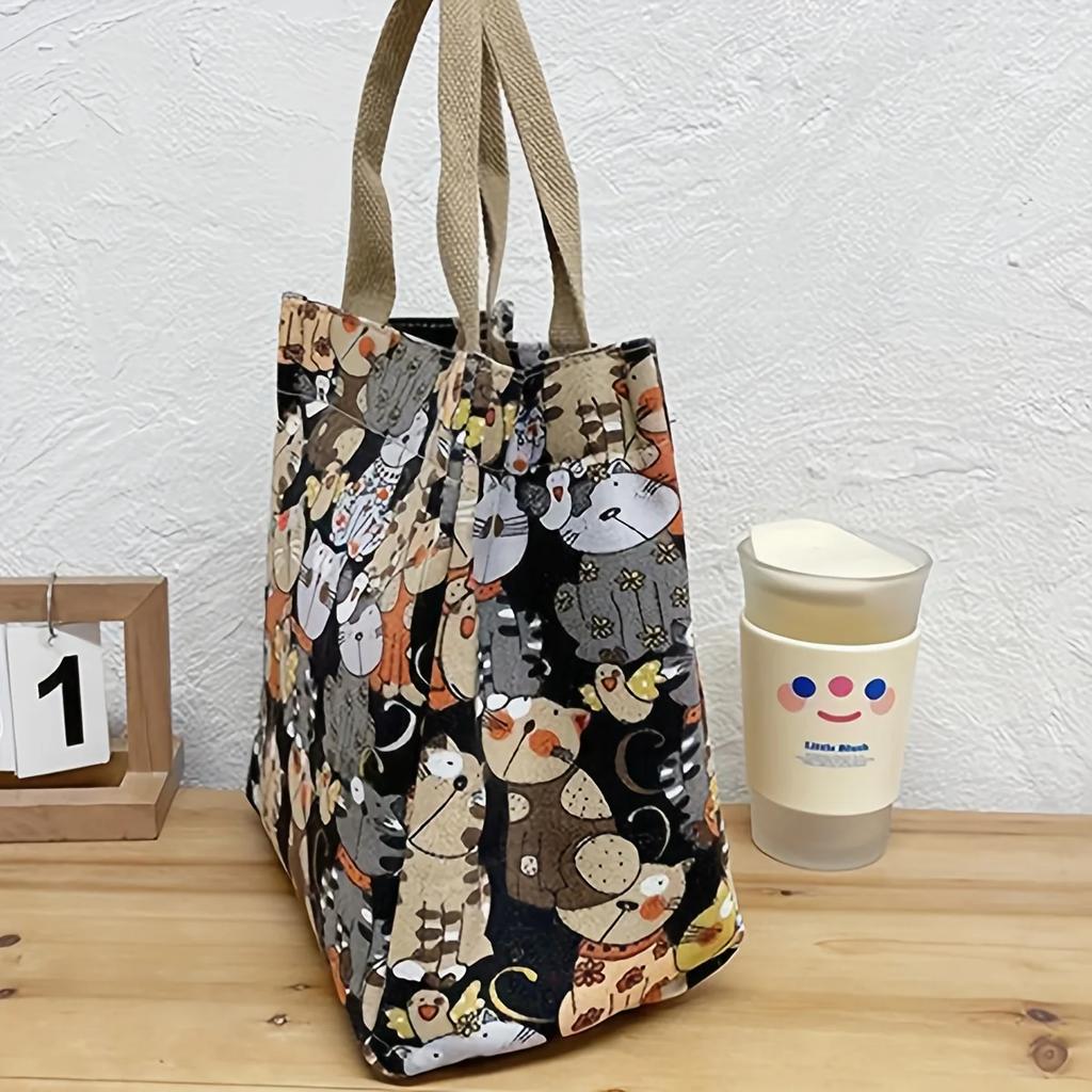 Portable mommy bag, cute cartoon kitten, carry miscellaneous items with you, retro and fashionable outdoor handbag