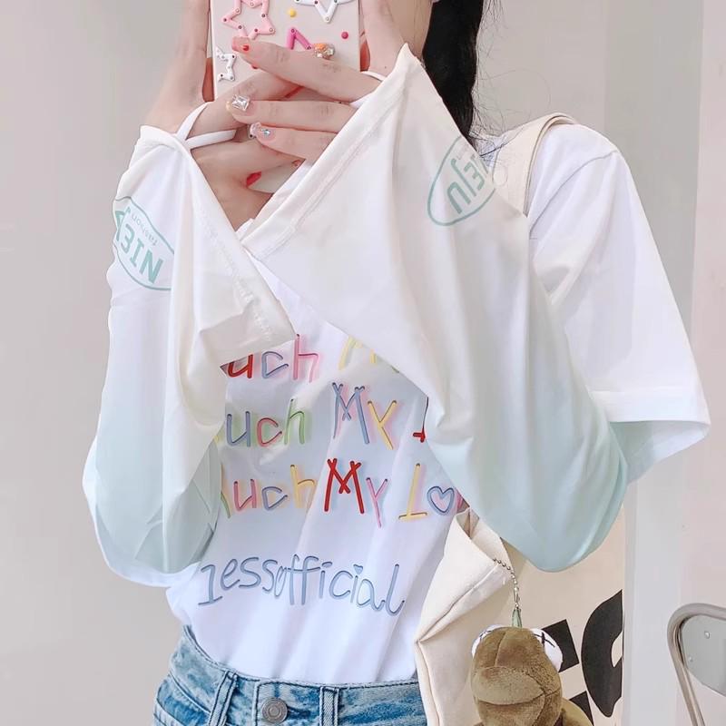 Trendy Plus Size Ice Silk UV Protection Sleeves - Breathable Summer Gradient Arm Covers