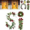 Christmas Rattan Wreath Garland With Berry And Flowers- Diy Fireplace Decor And Tree Ornament