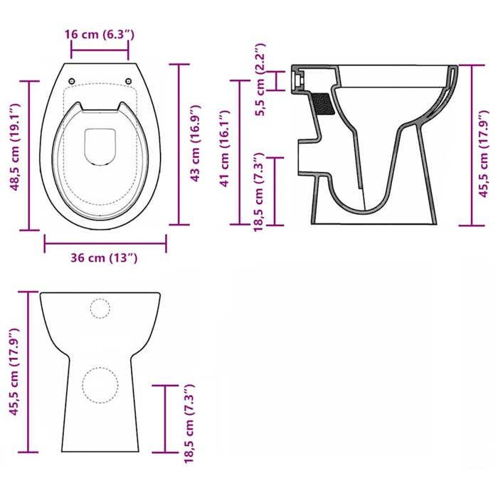 VidaXL Toilette Haute sans Bord avec Fermeture Douce Cuvette WC Siège de Toilette Salle de Bain Maison Intérieur 7 cm 145779