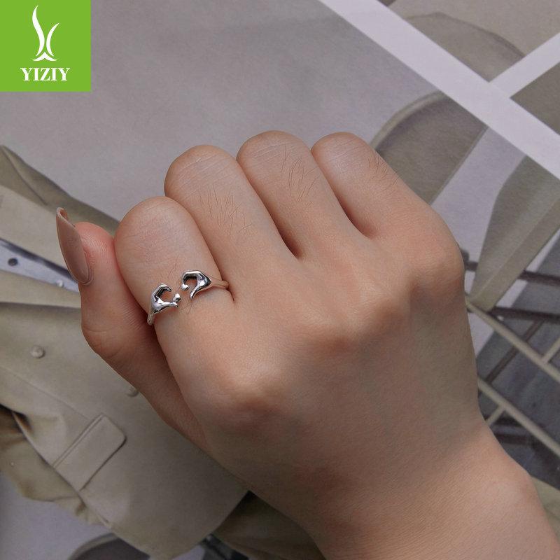S925 Silver Hands Than Heart Open Ring Simple Design Love Ring Jewelry Scr902