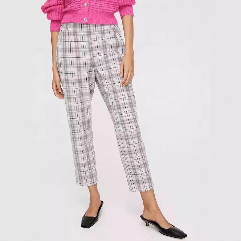 Classic British Style Plaid Straight-Leg Pants