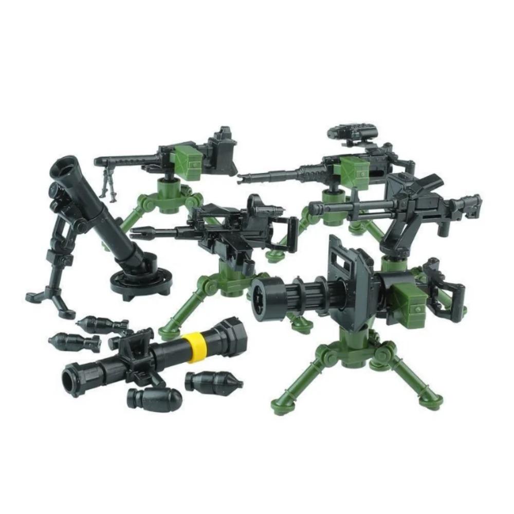 WWII Building Blocks Military Weapons Police Soldier Figure Accessories Model Brick Gun Cannon Launcher Bunker Outpost Toy X017