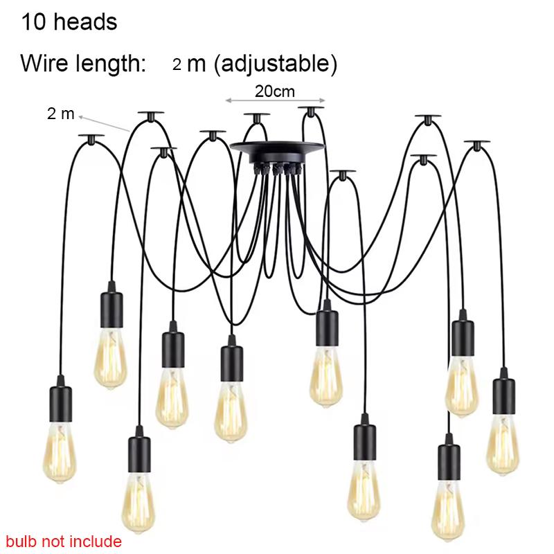 Retro Chandelier White E27 Attic Living Room Edison DIY Adjustable Hanging Light Decoration Pendant Lamp Ceiling Light Bedroom