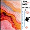 500pcs-1000pcs, Handmade Jigsaw Puzzle, Paper Puzzle, DIY Puzzle, White Card Material, Pink Golden Agate Texture, Flowing Color Art, White Card Materi