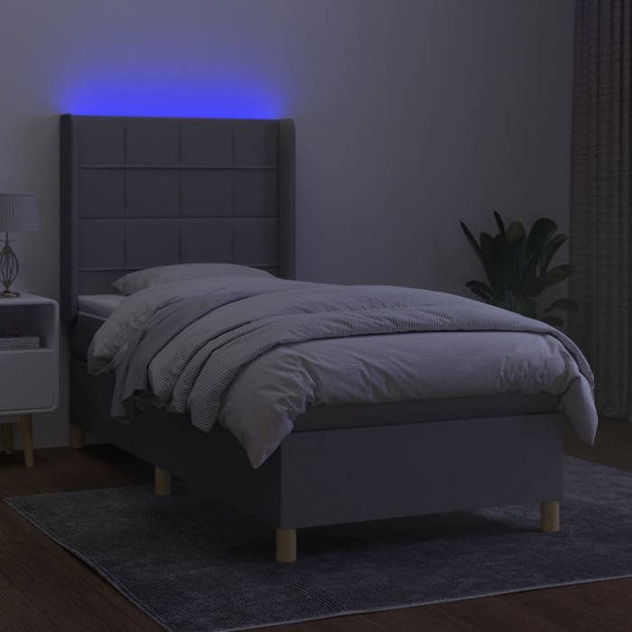 VidaXL Slat Bed Base with Mattress and LED, Upholstered Bed, Single Bed, Adult Bed for Interior Bedroom, 3138853