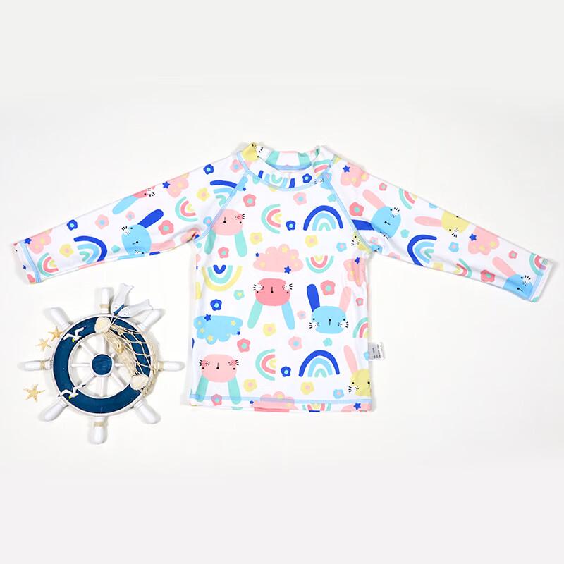 Children's Cartoon Rabbit Split Long Sleeve Swimsuit Set