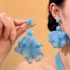 High-End Blue Chiffon Flower Steel Needle Earrings for Women - Unique Seaside Vacation Style