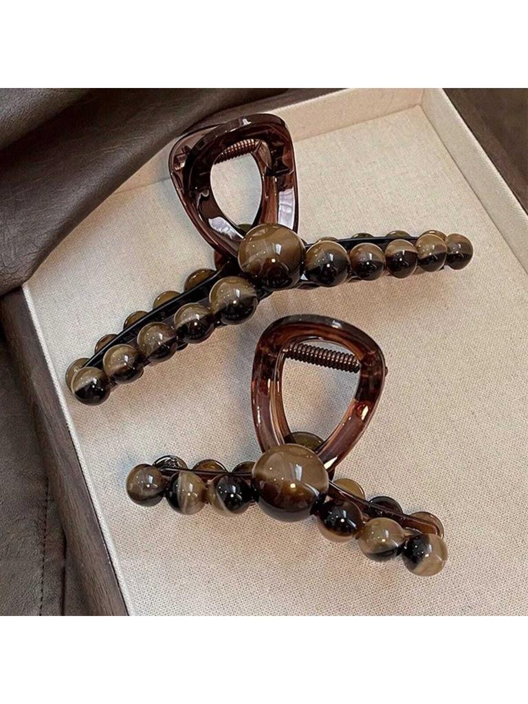 New High-Grade Ombre Beaded Hair Claw Large Back Head Hairpin For Women Updo Accessories