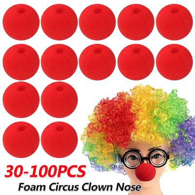30-100 PCS 50mm Boules Éponge Rouges Boule Mousse Cirque Nez Rouge Accessoires Cosplay Fête Drôle Accessoires de Scène Fournitures de Cirque