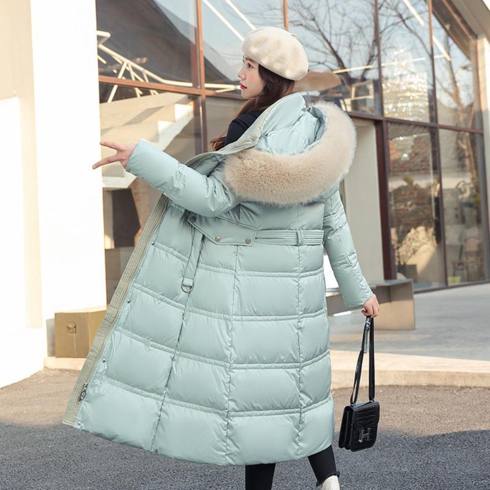 Autumn and winter new big fur collar medium and long slim and thin down cotton clothes women's coat